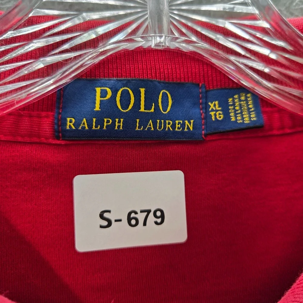Polo Ralph Lauren Men Polo Shirt XL‎ Red Logo Blue Pony Short Sleeve